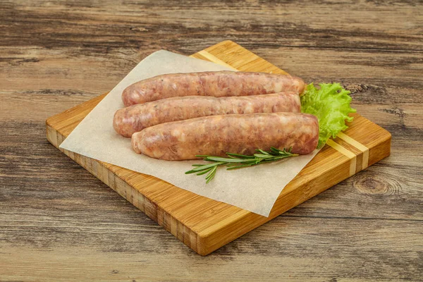 Saucisses Viande Porc Crue Pour Romarin Grillé Servi — Photo