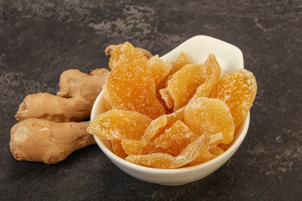 Trockener Süßer Ingwer Snack Der Schüssel — Stockfoto