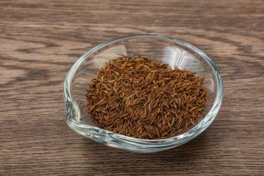 Aroma mutfağı kâsede kurutulmuş zeera tohumları.