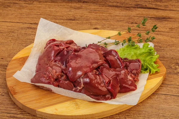 Rauwe Kippenlever Overboord Klaar Koken — Stockfoto