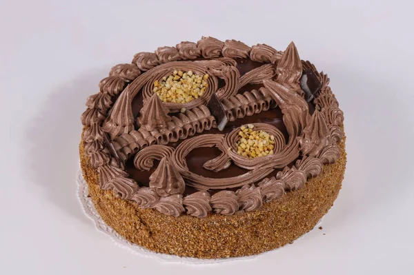 Delicatissima Torta Cioccolato Con Crema — Foto Stock