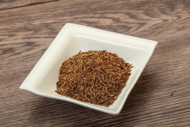 Aroma mutfağı kâsede kurutulmuş zeera tohumları.