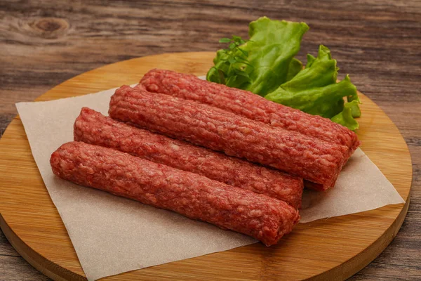 Raw Beef Sausages Spices Grill — Stock Photo, Image