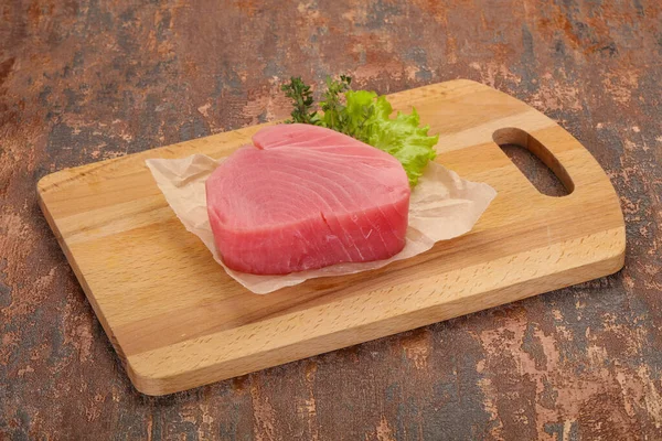 Bife Atum Cru Pronto Para Cozinhar — Fotografia de Stock