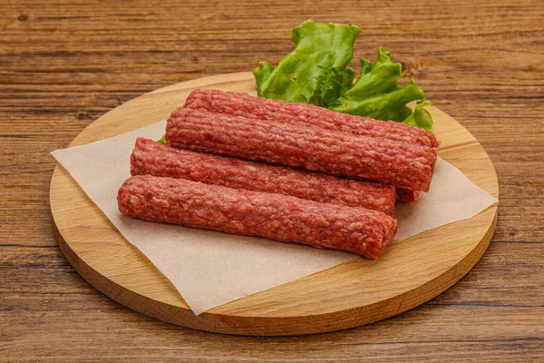 Raw Beef Sausages Spices Grill — Stock Photo, Image