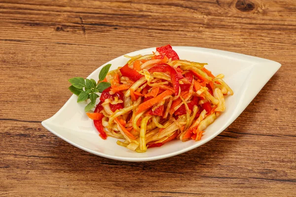 Vegan Cabbage Salad Carrot Pepper Stock Photo