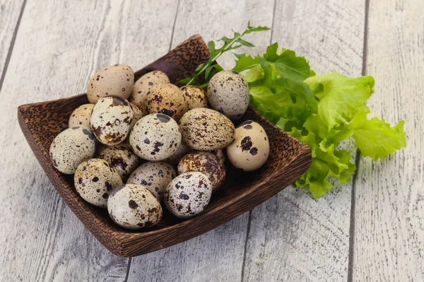 Quail Eggs Basket Herbs — Stock Photo, Image