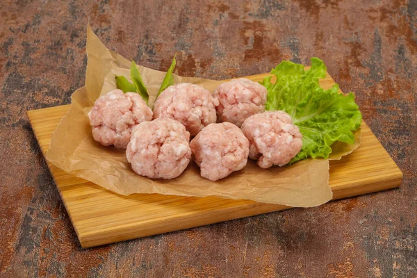 Homemade Raw Pork Minced Meatball Ready Cooking — Stock Photo, Image