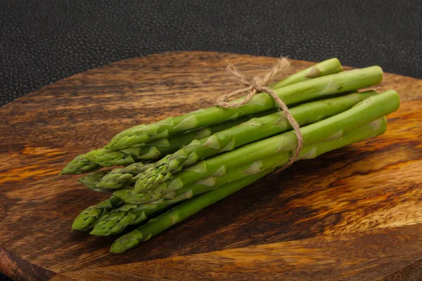 Raw Asparagus Heap Wooden Board — Stock Photo, Image