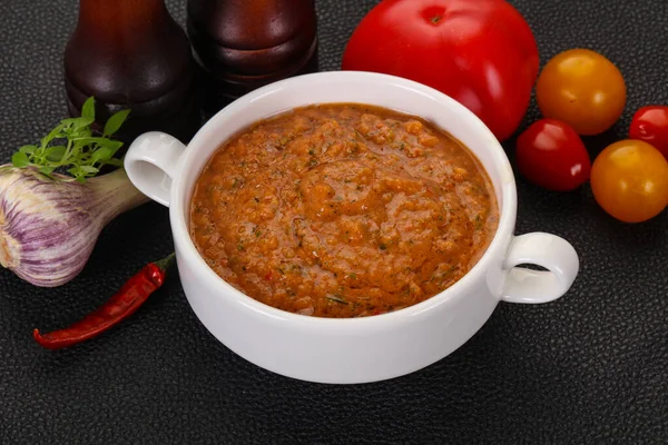 Beroemde Spaanse Gazpacho Tomaat Koude Soep — Stockfoto