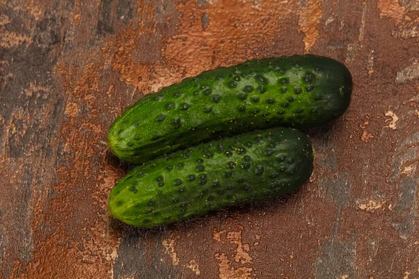 Ripe Fresh Green Two Cucumbers Ready Vegan — Stock Photo, Image