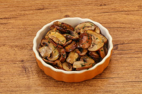 Roasted Champignon Herbs Spices Bowl — Stock Photo, Image