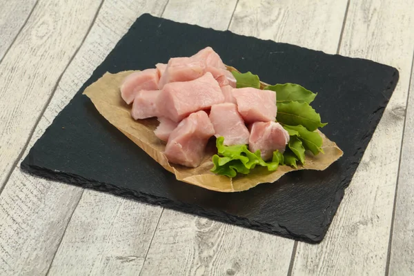 Cubo Carne Cerdo Fresca Cruda Listo Para Cocinar —  Fotos de Stock