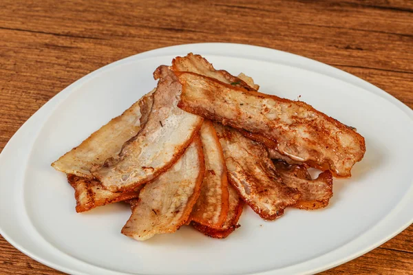 Bacon Porc Juteux Rôti Dans Assiette — Photo