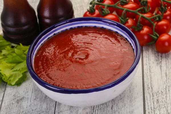 Sopa Tomate Mediterráneo Con Albahaca Especias —  Fotos de Stock