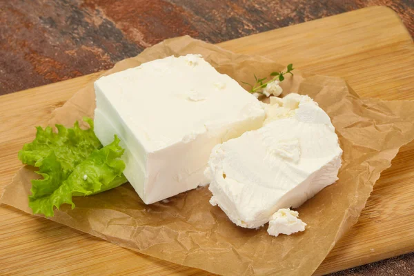 Feta Tradizionale Greca Formaggio Morbido Nel Piatto — Foto Stock