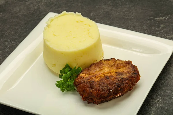 Mashed Potato Homemade Pork Cutlet — Stock Photo, Image