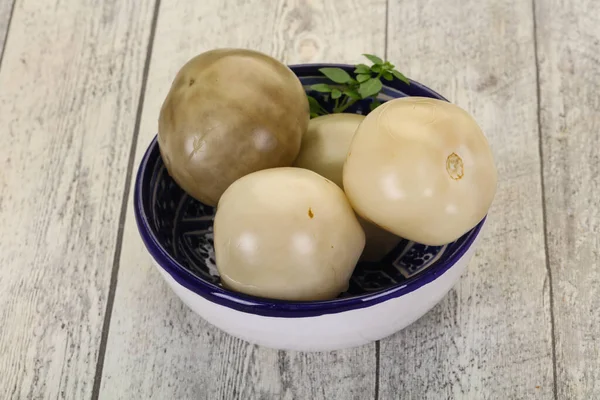 Eingelegte Grüne Tomaten Der Schüssel — Stockfoto