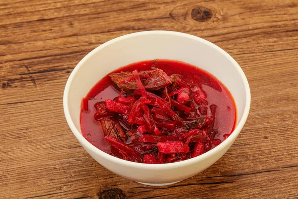 Sopa Borsch Tradicional Russa Com Repolho Carne Bovina — Fotografia de Stock