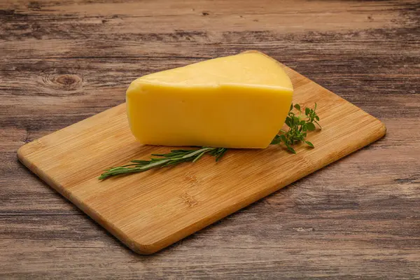 Hard Cheese Piece Served Rosemary Basil — Stock Photo, Image