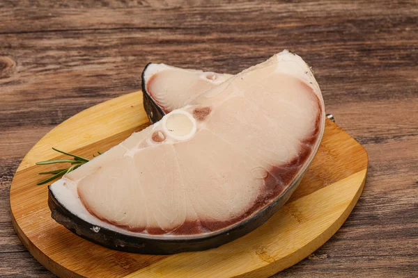 Raw Shark Steak Served Rosemary Cooking — Stock Photo, Image