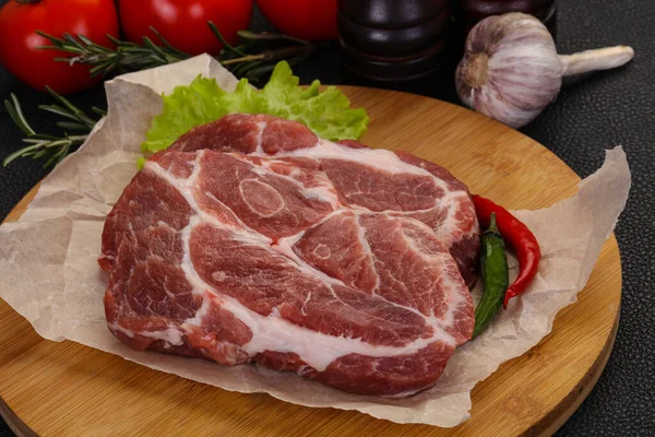 Syrový Steak Vepřového Krku Připravený Vaření — Stock fotografie