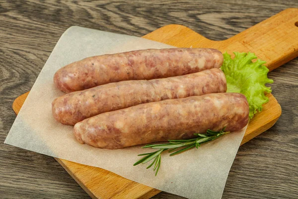 Rohe Wurst Vom Schwein Zum Grillen Mit Rosmarin — Stockfoto