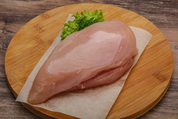 Raw Chicken Breast Cooking Board — Stock Photo, Image