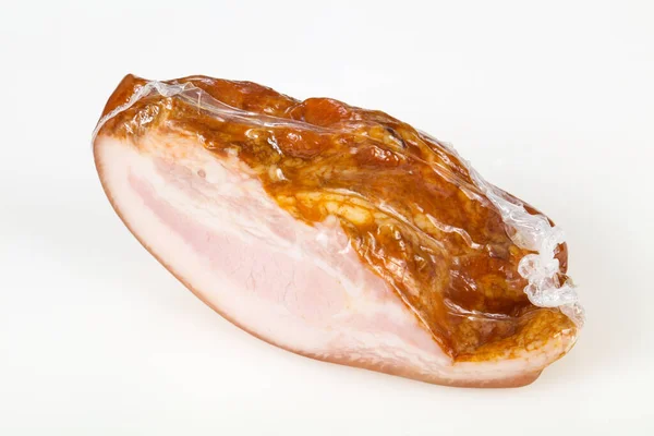 Carne Cerdo Ahumada Sobre Fondo Blanco Aislada — Foto de Stock