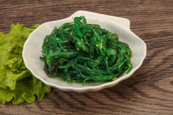 Green Chuka Seaweed Salad Isolated White Background Top View Wakame — Stock Photo, Image