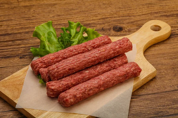 Raw Beef Sausages Spices Grill — Stock Photo, Image