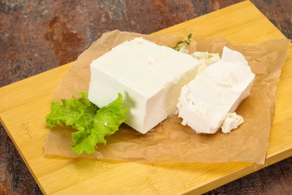 Feta Tradizionale Greca Formaggio Morbido Nel Piatto — Foto Stock