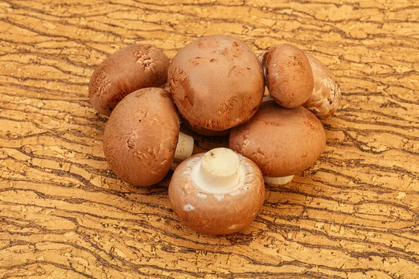 Tasty Raw Brown Champignons Background — Stock Photo, Image