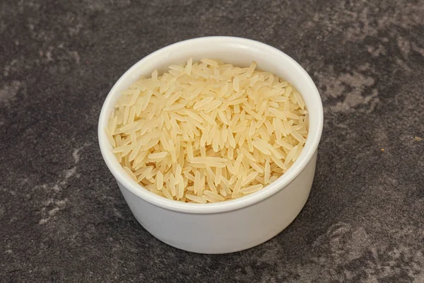 Nyers Indiai Basmati Rizs Tálban — Stock Fotó