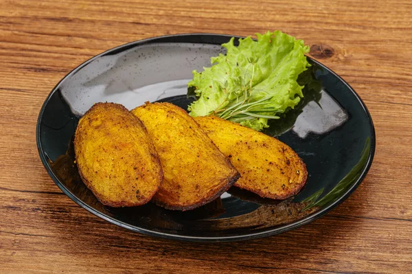 Patata Forno Con Erbe Aromatiche Spezie Servite Rosmarino — Foto Stock