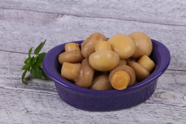 Kasede fesleğen servis edilen turşulu şampiyon yığını.