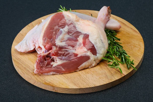 Raw Duck Leg Served Rosemary Cooking — Stock Photo, Image