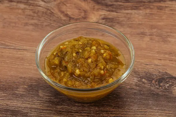 Salsa Picante Verde Con Pimienta Bowl — Foto de Stock