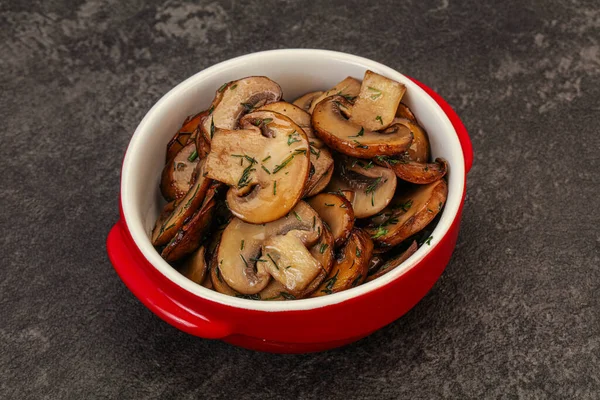 Roasted Champignon Herbs Spices Bowl — Stock Photo, Image