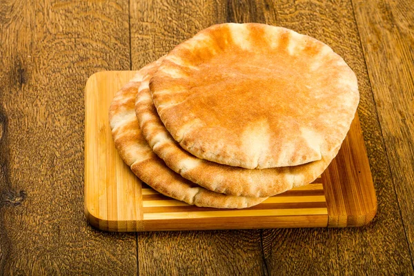 Pita Bread Heap Wooden Background — Stock Photo, Image