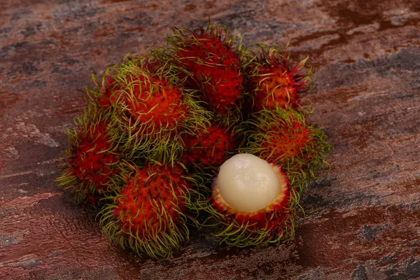 Tropische Zoete Exotische Fruit Rambutan Heap — Stockfoto