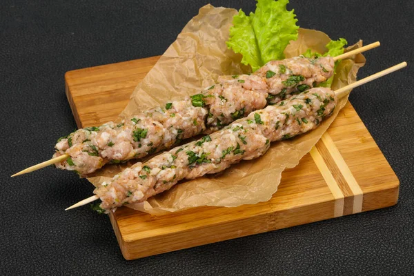 Brochette Porc Cru Kebab Prêt Pour Gril — Photo