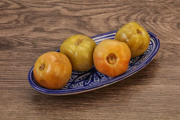 Pickled Green Sour Tomato Bowl — Stock Photo, Image