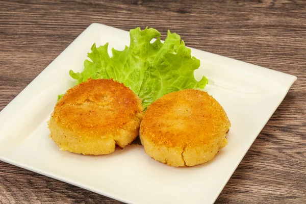 Vegan Cuisine Roasted Potato Cutlet Plate — Stock Photo, Image