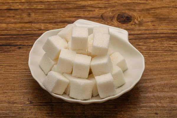 Refined White Granulated Sugar Cubs Bowl — Stock Photo, Image