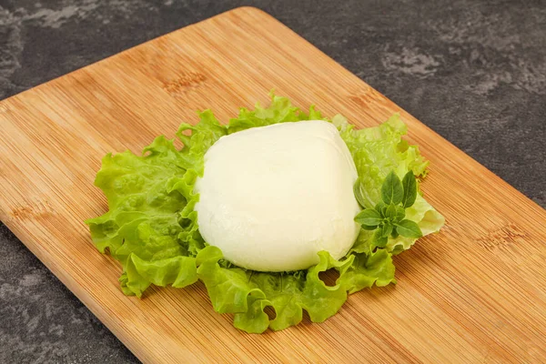 Bola Queijo Mozzarella Italiana Sobre Bordo — Fotografia de Stock