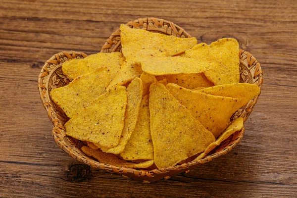 Messicano Croccante Mais Nachos Triangolo Mucchio — Foto Stock