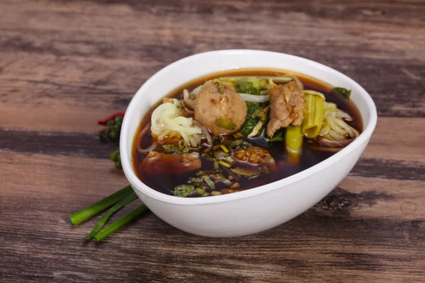 Thai Style Soup Meat Vegetables Mushrooms — Stock Photo, Image