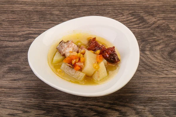 Sopa Guisante Con Costillas Cerdo Ahumadas —  Fotos de Stock