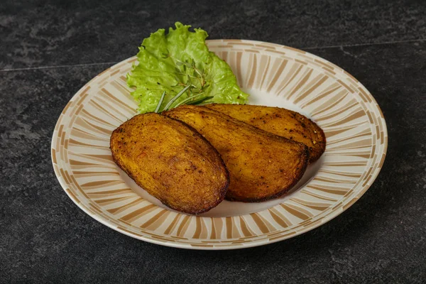 Patata Forno Con Erbe Aromatiche Spezie Servite Rosmarino — Foto Stock